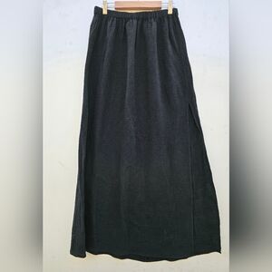 Reformation Maxi Skirt Black 100% Cotton side slit elastic waist womens 4